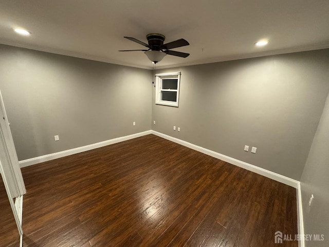 860 Barry Ave, Perth Amboy, NJ 08861 - unfurnished room with ceiling fan, dark wood-style floors, recessed lighting, and crown molding