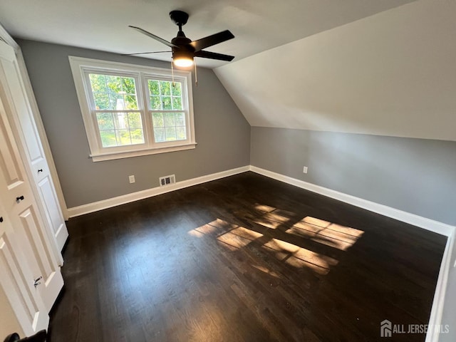 8 Woodlot Rd, East Brunswick, NJ 08816 - additional living space with ceiling fan, dark wood-type flooring, and lofted ceiling