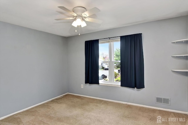 65 Brookview Cir, Jamesburg, NJ 08831 - unfurnished room with visible vents, a ceiling fan, carpet, and baseboards