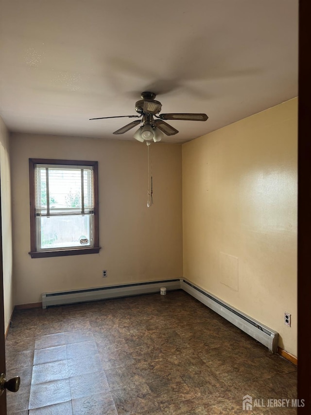 450 Brace Ave, Perth Amboy, NJ 08861 - unfurnished room with baseboard heating and ceiling fan