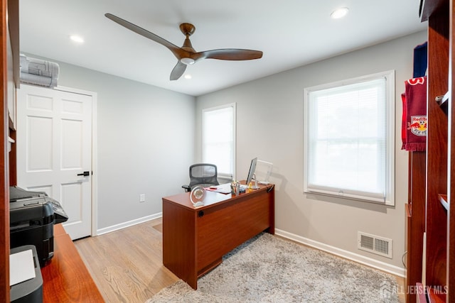 5 Wedgewood Ln, Holmdel, NJ 07733 - office space with ceiling fan, healthy amount of natural light, light wood finished floors, and recessed lighting
