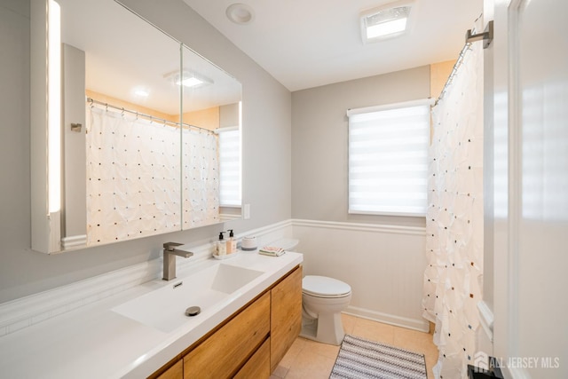 5 Wedgewood Ln, Holmdel, NJ 07733 - full bathroom with vanity, healthy amount of natural light, tile patterned floors, and a shower with shower curtain