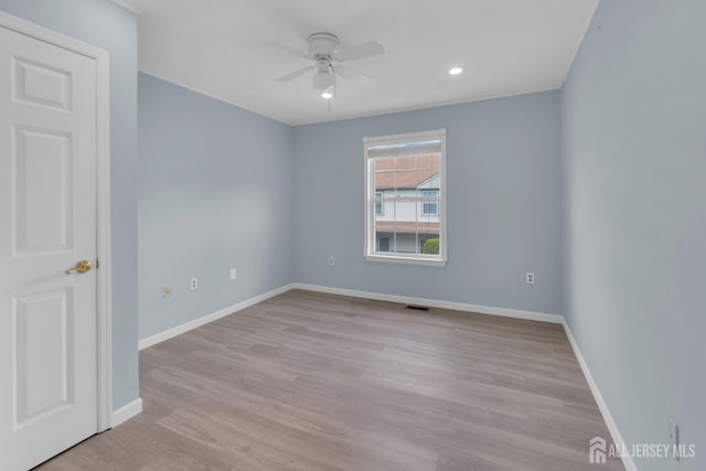20 Sassafras Ct, North Brunswick, NJ 08902 - empty room with ceiling fan, baseboards, wood finished floors, and recessed lighting
