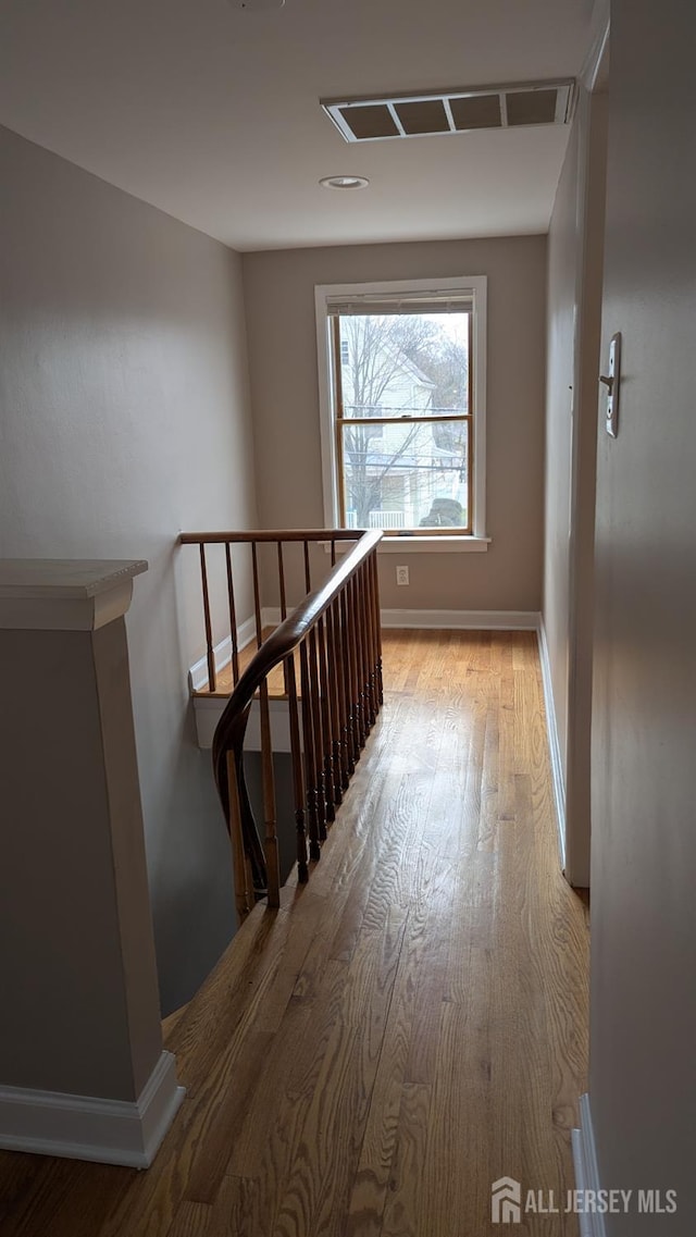53 Suydam St, New Brunswick, NJ 08901 - hall with an upstairs landing, wood finished floors, and baseboards