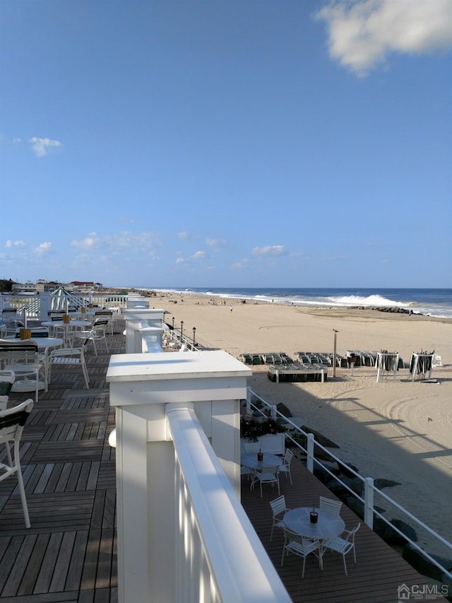 view of water feature featuring a beach view