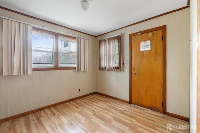 678 Bingle St, Perth Amboy, NJ 08861 - foyer with baseboards, ornamental molding, and light wood finished floors