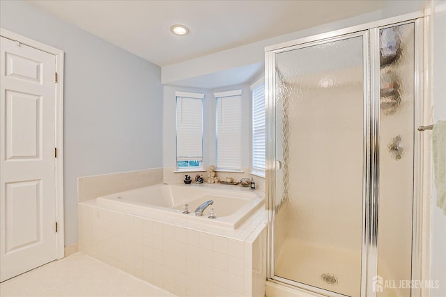 7 Cambridge Ct, East Brunswick, NJ 08816 - bathroom featuring a bath, a stall shower, and recessed lighting