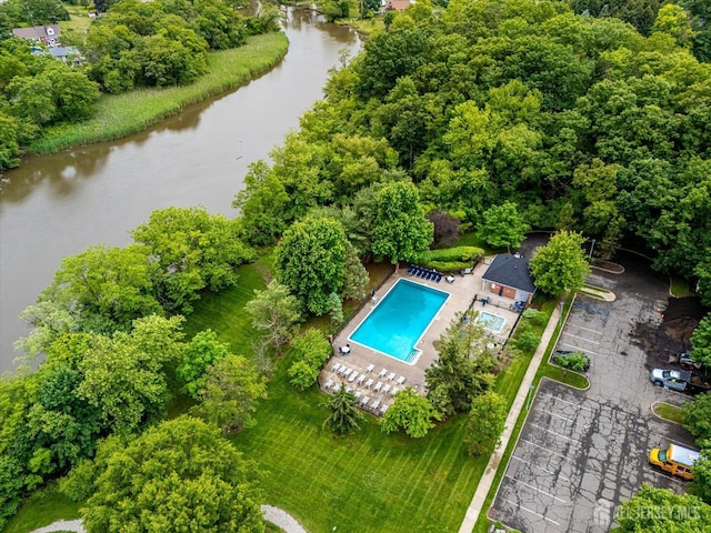 7 Cambridge Ct, East Brunswick, NJ 08816 - drone / aerial view of a pool area and a large body of water