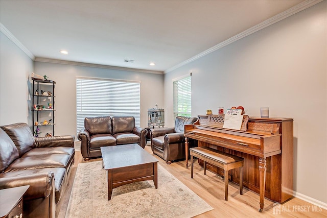 7 Cambridge Ct, East Brunswick, NJ 08816 - living area with ornamental molding, light wood-type flooring, and recessed lighting