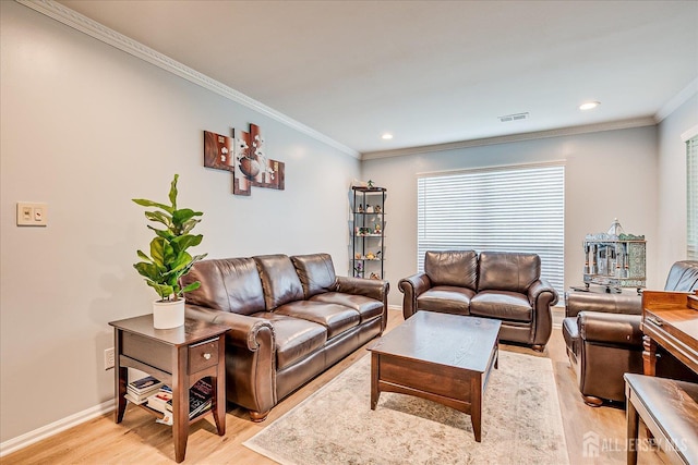 7 Cambridge Ct, East Brunswick, NJ 08816 - living area featuring light wood-type flooring, ornamental molding, and recessed lighting
