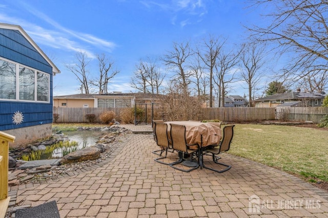 view of patio / terrace with outdoor dining area and a fenced backyard