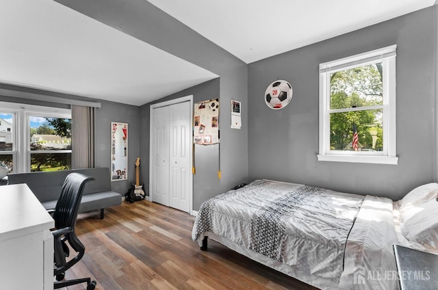40 Highland St, East Brunswick, NJ 08816 - bedroom featuring lofted ceiling, wood finished floors, and a closet
