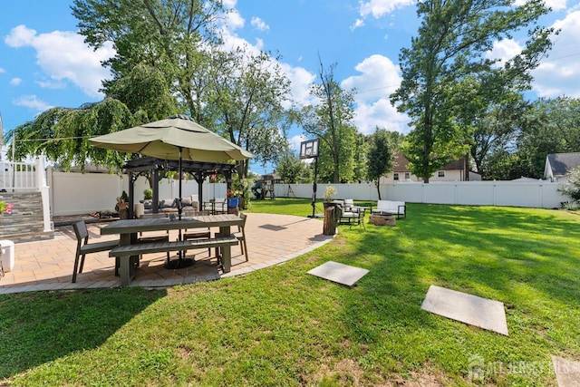 40 Highland St, East Brunswick, NJ 08816 - view of property's community with a gazebo, a fenced backyard, and a patio area