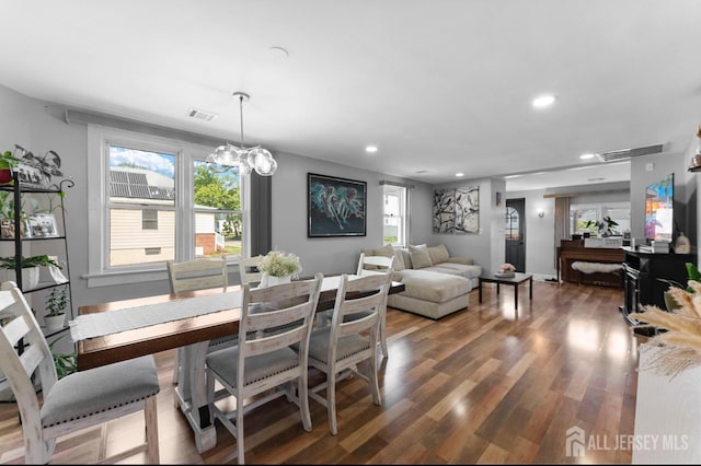 40 Highland St, East Brunswick, NJ 08816 - dining room with recessed lighting, wood finished floors, and a chandelier