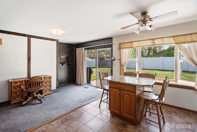 32 Drake Ave, Monroe, NJ 08831 - dining space with dark colored carpet and ceiling fan