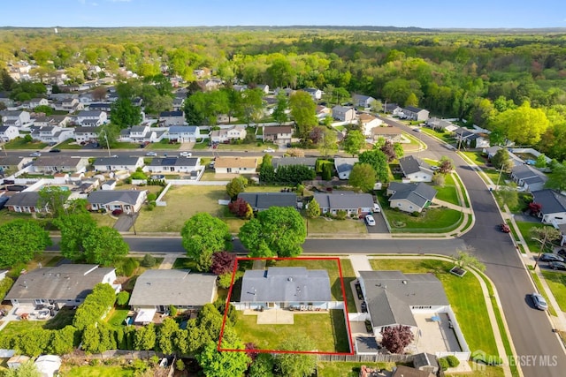 32 Drake Ave, Monroe, NJ 08831 - aerial perspective of suburban area with a heavily wooded area and property boundaries highlighted