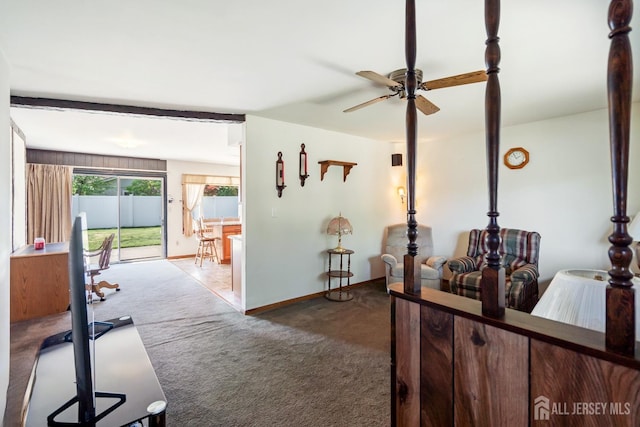 32 Drake Ave, Monroe, NJ 08831 - living room with carpet floors, ceiling fan, and baseboards
