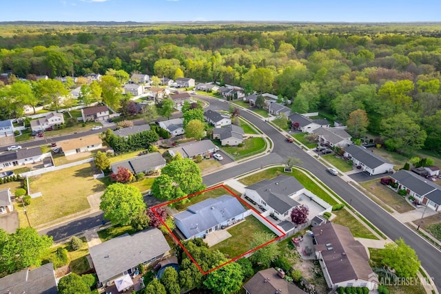 32 Drake Ave, Monroe, NJ 08831 - aerial perspective of suburban area featuring a forest and property parcel outlined