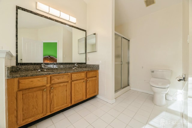 1404 Yarrow Cir S, Brunswick, NJ 08810 - bathroom with a shower stall, double vanity, and tile patterned flooring