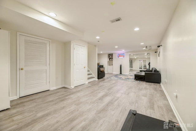 1404 Yarrow Cir S, Brunswick, NJ 08810 - exercise room featuring light wood-type flooring and recessed lighting