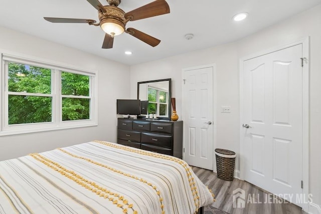 9 Valley Forge Dr, East Brunswick, NJ 08816 - bedroom featuring wood finished floors, multiple windows, ceiling fan, and recessed lighting