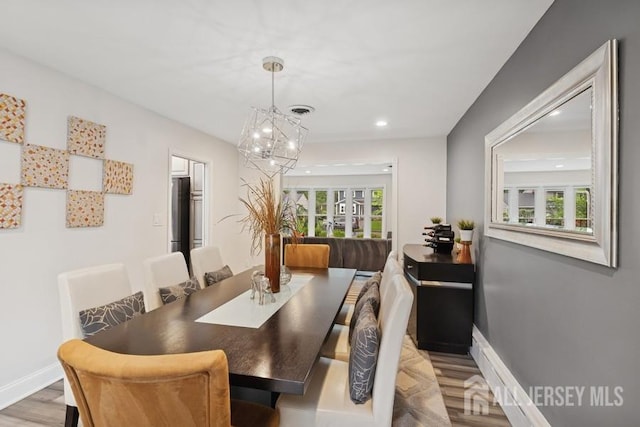 9 Valley Forge Dr, East Brunswick, NJ 08816 - dining area featuring a chandelier, wood finished floors, french doors, and recessed lighting