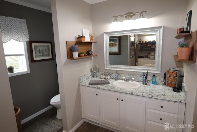 106 E Moss Mill Rd E Unit T-34, Galloway, NJ 08205 - half bath featuring toilet, vanity, ornamental molding, and baseboards