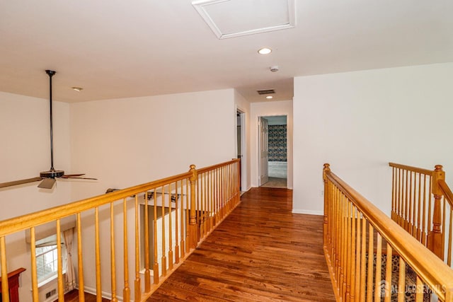 8 Staudt Ct, Franklin, NJ 08873 - hallway featuring wood finished floors, an upstairs landing, and recessed lighting