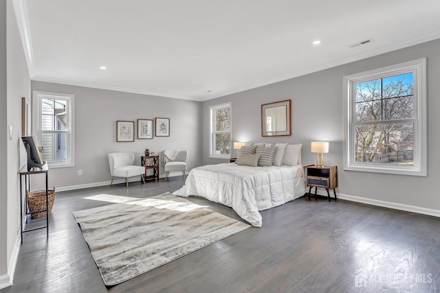 13 Markham Rd, Edison, NJ 08817 - bedroom featuring ornamental molding, baseboards, dark wood-type flooring, and recessed lighting