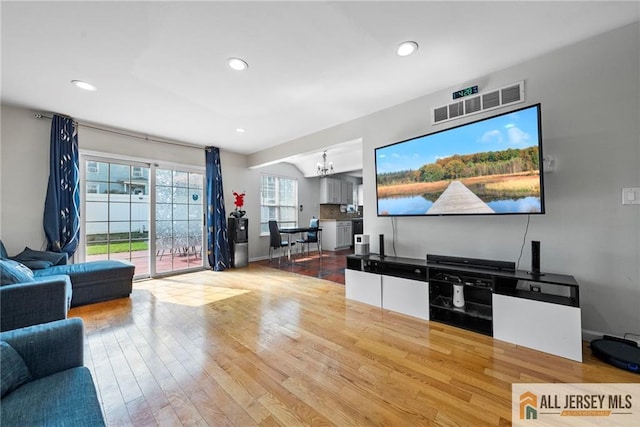 19 Edgegrove St, Edison, NJ 08837 - living area with wood finished floors, recessed lighting, and a chandelier