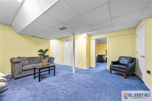 19 Edgegrove St, Edison, NJ 08837 - carpeted living area with a drop ceiling