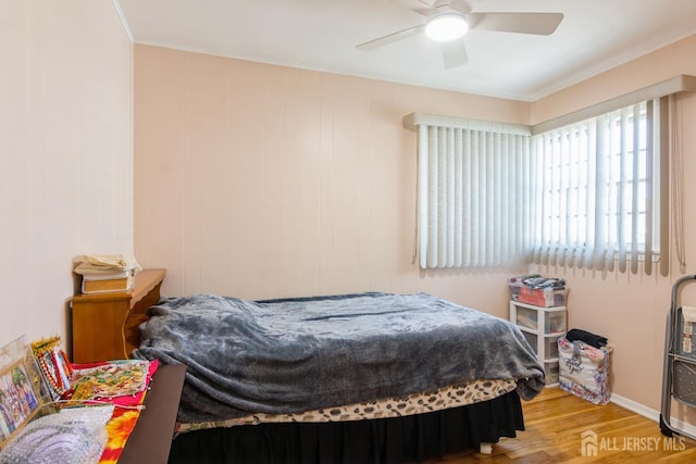 157 Orange St, Edison, NJ 08817 - bedroom featuring wood finished floors, ornamental molding, and ceiling fan