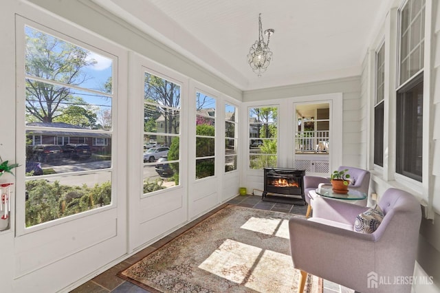 307 S 4th Ave, Highland Park, NJ 08904 - sunroom / solarium with healthy amount of natural light and a chandelier
