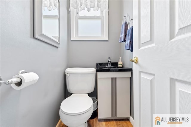 6 Hermann St, Carteret, NJ 07008 - bathroom featuring toilet, wood finished floors, and a sink