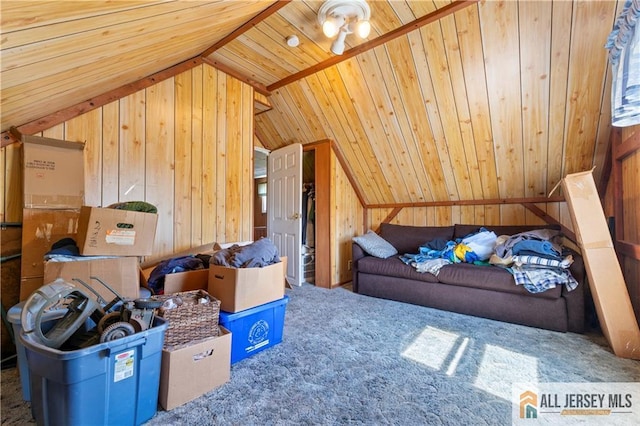 6 Hermann St, Carteret, NJ 07008 - bonus room with lofted ceiling, wooden walls, wood ceiling, and carpet