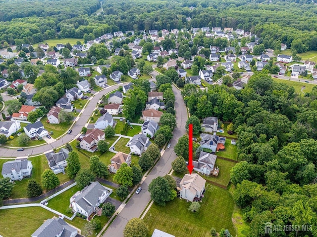 36 Jared Blvd, South Brunswick, NJ 08824 - aerial overview of property's location with nearby suburban area and property parcel outlined