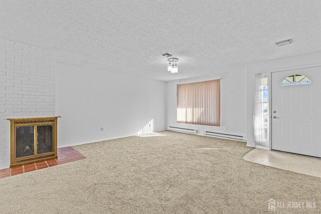 6-A Aspen Plz, Monroe, NJ 08831 - unfurnished living room featuring carpet flooring, plenty of natural light, baseboard heating, and a textured ceiling