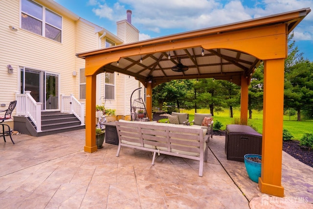 view of patio / terrace with a gazebo and an outdoor living space