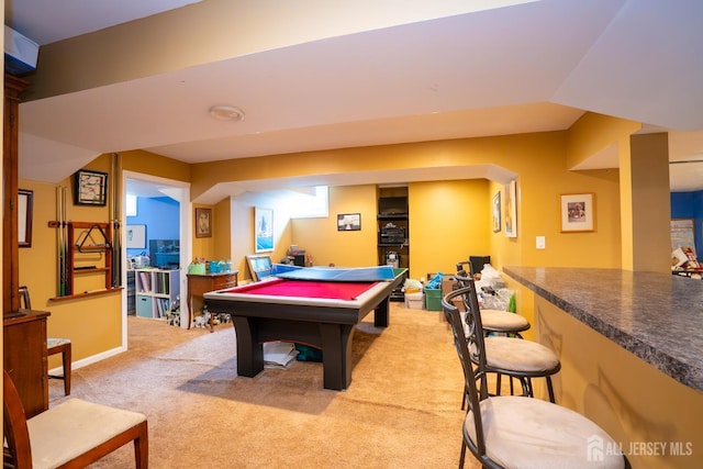 recreation room featuring carpet flooring and pool table