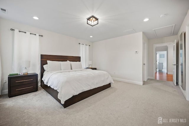 22 Sadowski Dr, Old Bridge, NJ 08857 - bedroom with light carpet, recessed lighting, and attic access