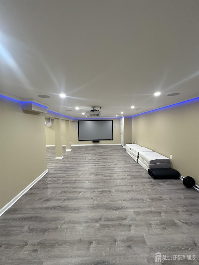 741 S Middlesex Ave S, Colonia, NJ 07067 - home theater with wood finished floors, baseboards, and recessed lighting