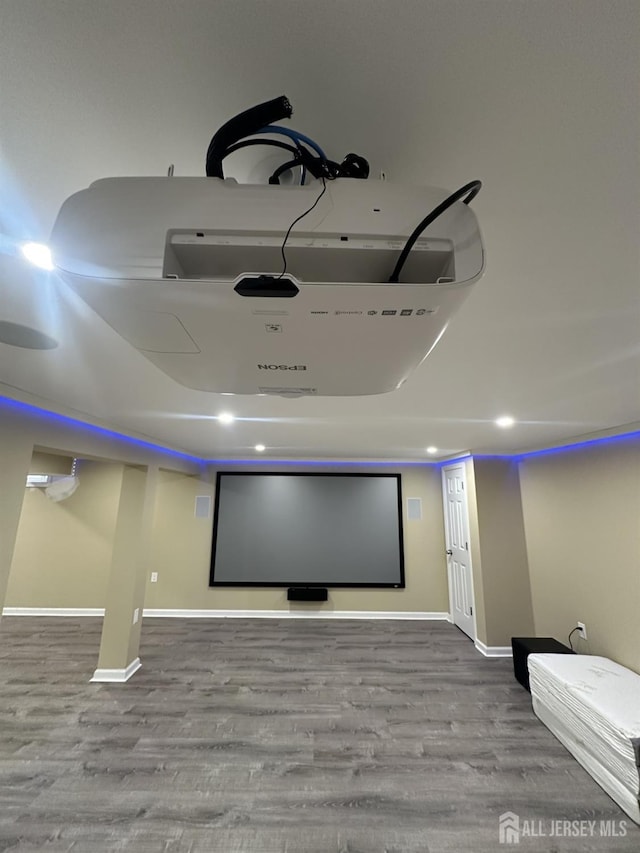 741 S Middlesex Ave S, Colonia, NJ 07067 - cinema with wood finished floors, baseboards, and recessed lighting