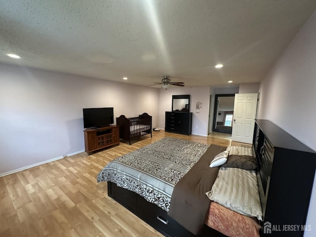 741 S Middlesex Ave S, Colonia, NJ 07067 - bedroom featuring wood finished floors, recessed lighting, baseboards, a textured ceiling, and ceiling fan