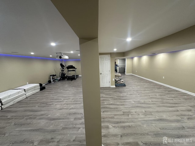 741 S Middlesex Ave S, Colonia, NJ 07067 - gym featuring wood finished floors, recessed lighting, and baseboards