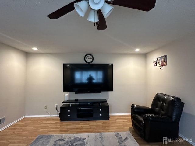 741 S Middlesex Ave S, Colonia, NJ 07067 - living room with wood finished floors, baseboards, a ceiling fan, and recessed lighting