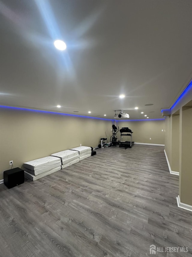 741 S Middlesex Ave S, Colonia, NJ 07067 - misc room featuring baseboards, wood finished floors, and recessed lighting