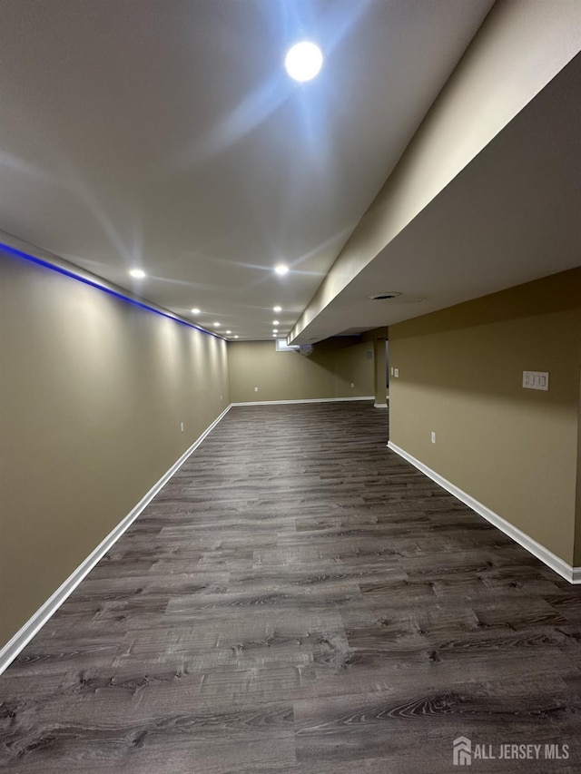 741 S Middlesex Ave S, Colonia, NJ 07067 - finished basement with dark wood-style flooring, baseboards, and recessed lighting