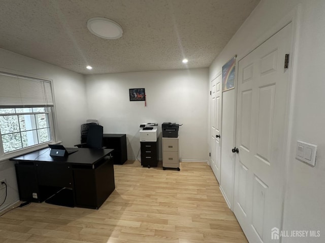 741 S Middlesex Ave S, Colonia, NJ 07067 - home office with light wood-type flooring, recessed lighting, and a textured ceiling