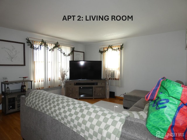 123 Heald St, Carteret, NJ 07008 - living room with radiator heating unit and wood finished floors