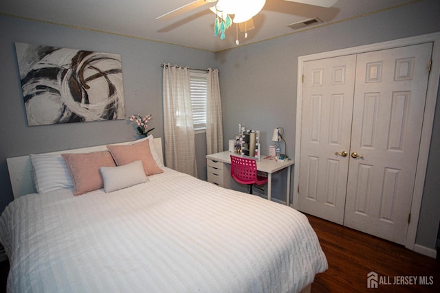 1 Stradford Rd, Sayreville, NJ 08859 - bedroom with wood finished floors, a closet, and ceiling fan